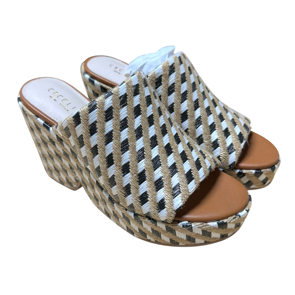 Cecelia New York Platform Sandals Frost Raffia Women's Size 11M New In Box